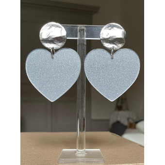 LOVE coeur M pailleté gris - Francine BRAMLI Paris