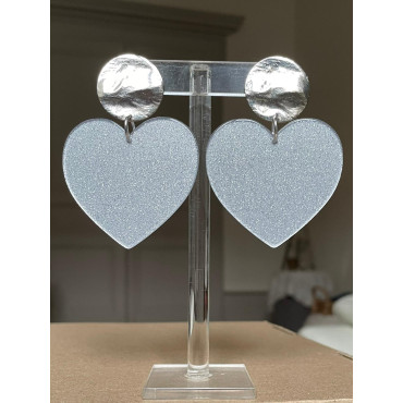 LOVE coeur M pailleté gris - Francine BRAMLI Paris