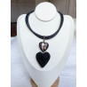 AMORE Marron/noir. Nacre & Galuchat - Francine BRAMLI Paris Collier