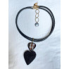 AMORE Marron/noir. Nacre & Galuchat - Francine BRAMLI Paris Collier