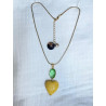 AMORE coeur Galuchat & Cristal vert - Francine BRAMLI Paris Collier