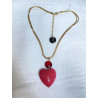 AMORE coeur Galuchat rouge & cristal - Francine BRAMLI Paris Collier