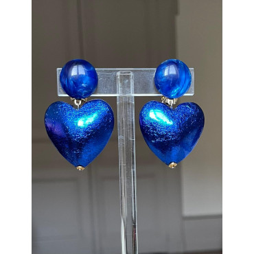 COEUR bleu, feuille d'or teintée - Francine BRAMLI Paris