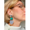 COEUR nacre turquoise & gris pailleté - Francine BRAMLI Paris