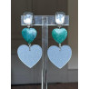 COEUR nacre turquoise & gris pailleté - Francine BRAMLI Paris