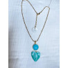 AMORE Turquoise coeur Nacre & cristal - Francine BRAMLI Paris Collier