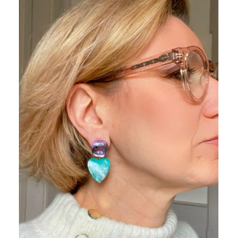 COEUR nacre turquoise - Francine BRAMLI Paris