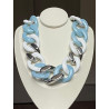 KEN Maillons Blanc, bleu, argent - FRANCINE BRAMLI Paris collier