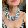 KEN Maillons Blanc, bleu, argent - FRANCINE BRAMLI Paris collier