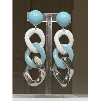 KARINA Maillons bleus, blancs & argent - Francine BRAMLI Paris
