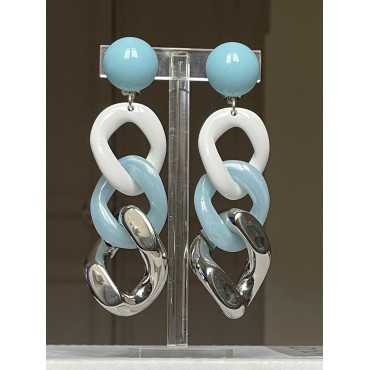 KARINA Maillons bleus, blancs & argent - Francine BRAMLI Paris