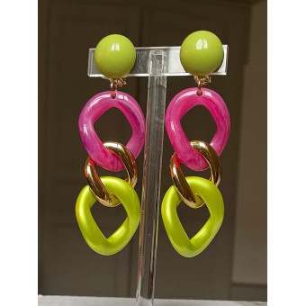 KEREN Maillons rose/doré/vert - Francine BRAMLI Paris