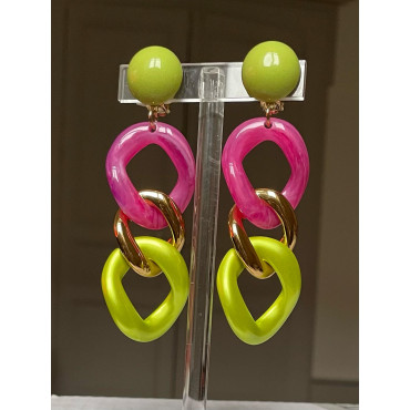 KEREN Maillons rose/doré/vert - Francine BRAMLI Paris