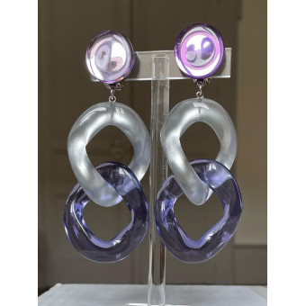 KARINE maillons violet/argenté - Francine BRAMLI Paris