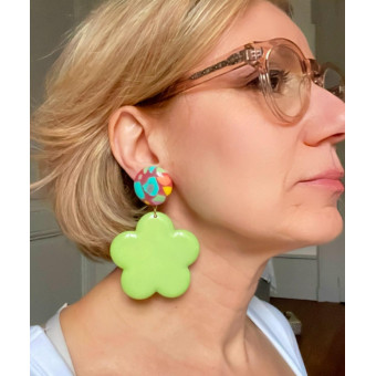 CAPUCINE Verte Cabochon multicolore - Francine BRAMLI Paris