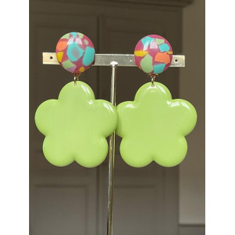 CAPUCINE Verte Cabochon multicolore - Francine BRAMLI Paris